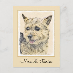 Norwich Terrier Painting - Niedliche Original Dog Postkarte