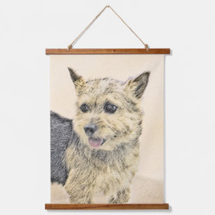 Norwich Terrier Painting - Niedliche Original Dog Wandteppich Mit Holzrahmen