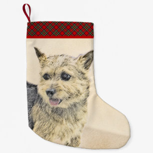 Norwich Terrier Painting - Niedliche Original Hund Kleiner Weihnachtsstrumpf