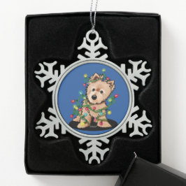 Norwich Terrier Schneeflocken Zinn-Ornament