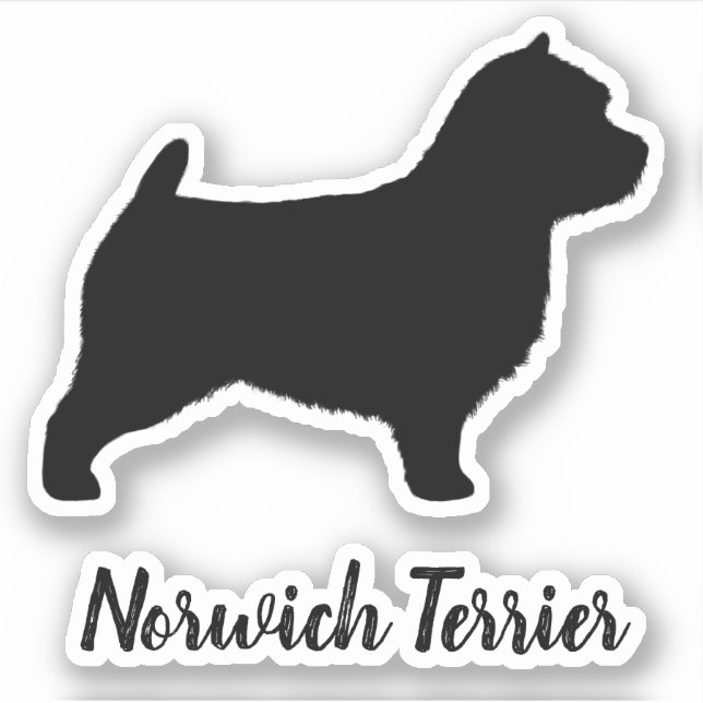 Norwich Terrier Silhouette Hunde Rasse Vinyl Stick Aufkleber (Vorderseite)