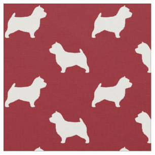 Norwich-Terrier-Silhouette-Muster-Rot Stoff