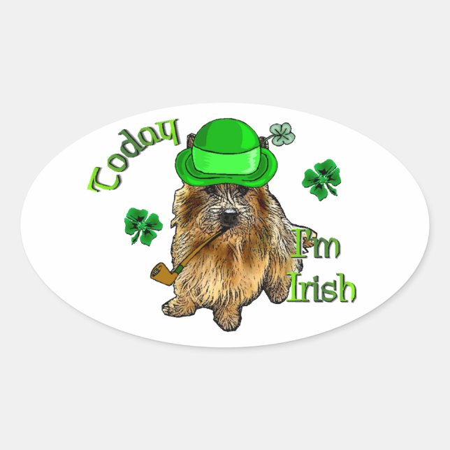 Norwich Terrier St Patricks Ovaler Aufkleber (Vorderseite)