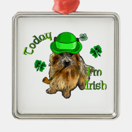 Norwich Terrier St Patricks Silbernes Ornament