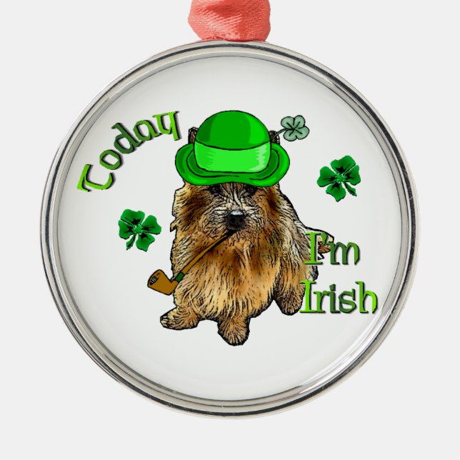 Norwich Terrier St Patricks Silbernes Ornament (Vorne)