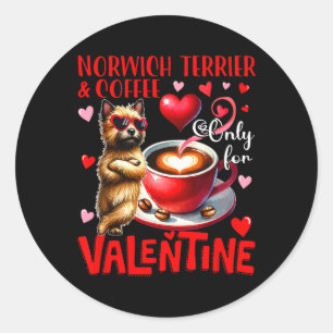 Norwich Terrier und Kaffee nur für Valentinjoch Runder Aufkleber