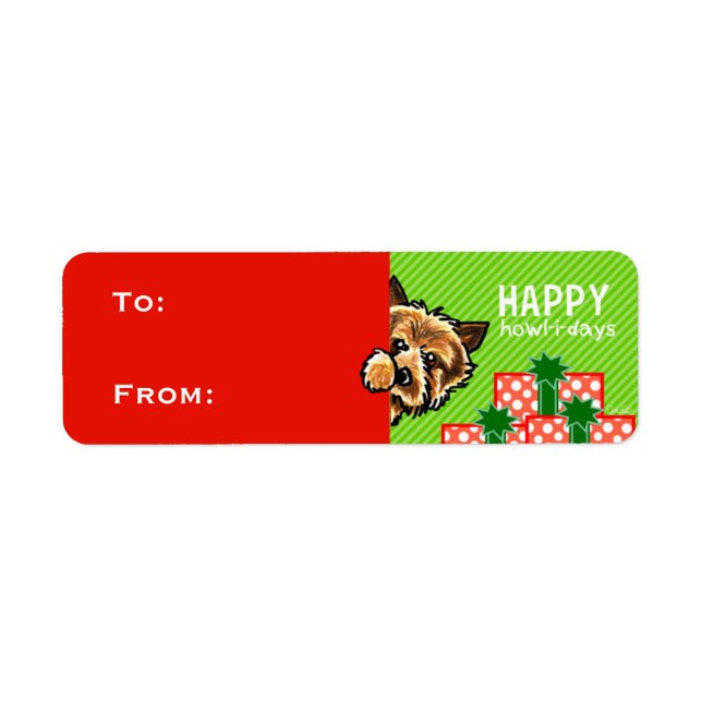 Norwich Terrier Weihnachtsgeschenke Tags Red Green (Vorne)