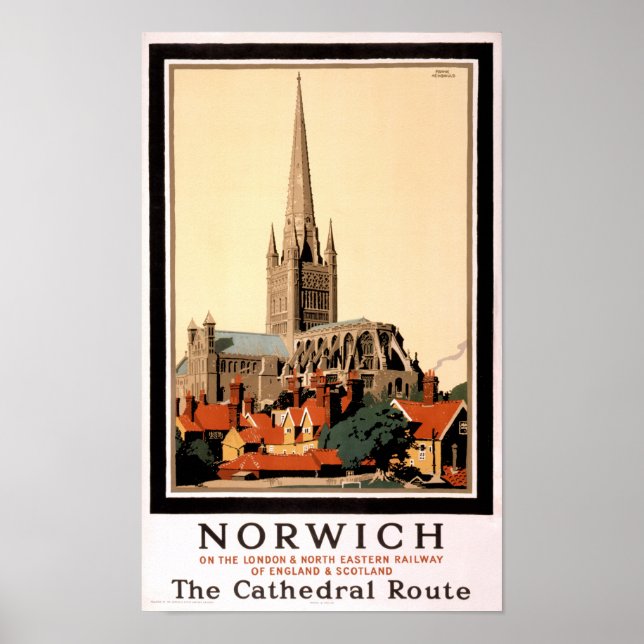 Norwich Vintage Travel Poster wiederhergestellt (Vorne)