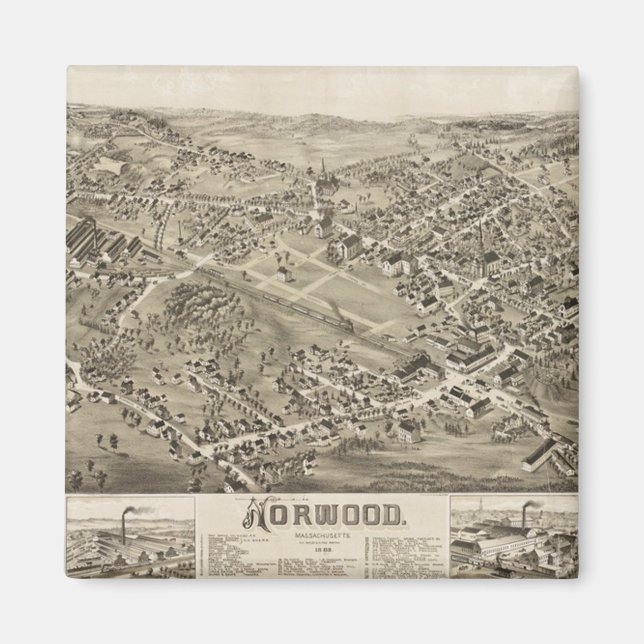Norwood, MA Vintag Map 1882 Magnet (Vorne)