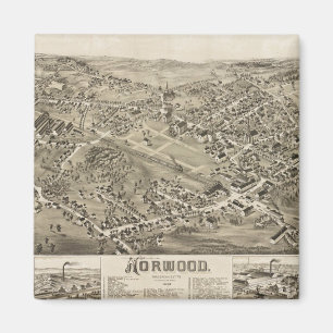 Norwood, MA Vintage Karte 1882 Magnet
