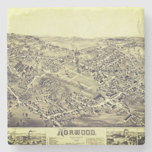 Norwood, MA Vintage Karte 1882 Steinuntersetzer