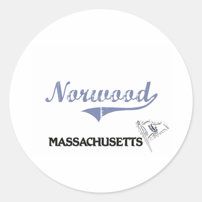 Norwood Massachusetts City Classic Runder Aufkleber (Vorderseite)