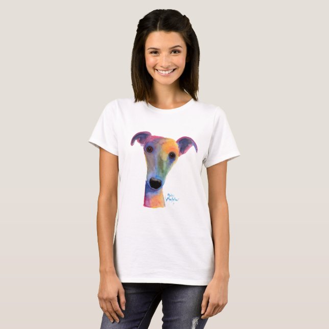 Nosey Dog Whippet Greyhound 'PANSY' Ladys T - Shir T-Shirt (Vorne ganz)