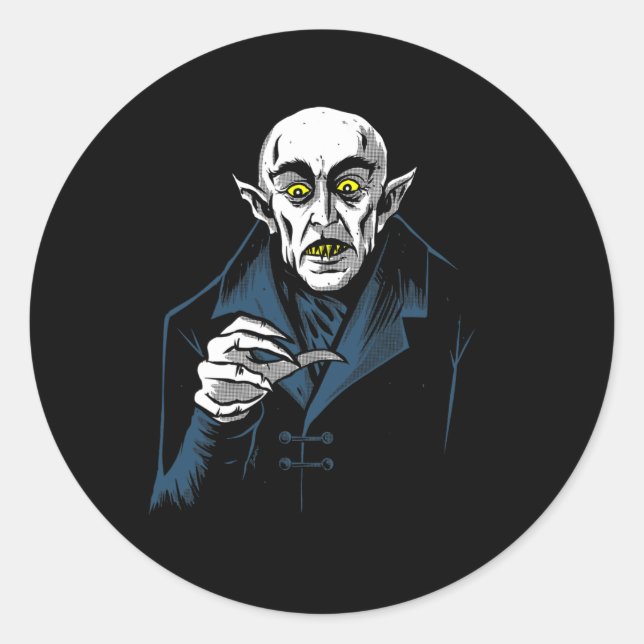 Nosferatu Halloween Vampire Horror Dracula Runder Aufkleber (Vorderseite)