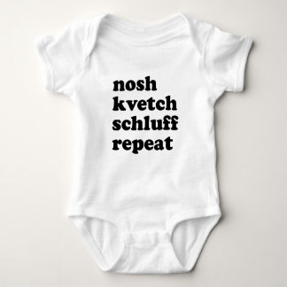 Nosh Kvetch Schluff Repeat Unisex Yiddish Baby Strampler