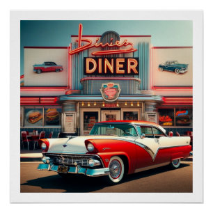 Nostalgia Chevy und Diner Poster