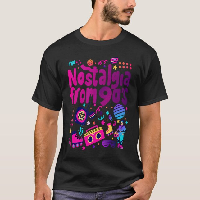 Nostalgia From 90's Cool 90's Outfit Illustration  T-Shirt (Vorderseite)