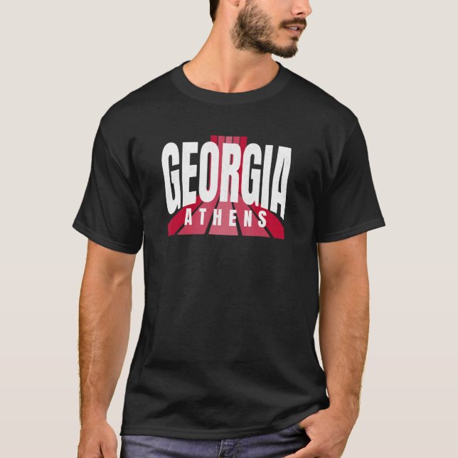 Nostalgic Athens GA Red & Black Athens GA Striped  T-Shirt (Vorderseite)