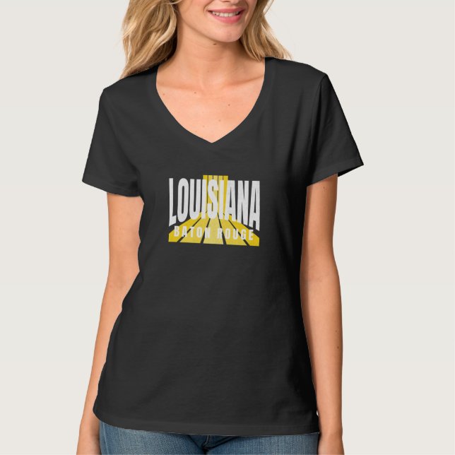 Nostalgic Baton Rouge Cool Purple & Yellow Louisia T-Shirt (Vorderseite)