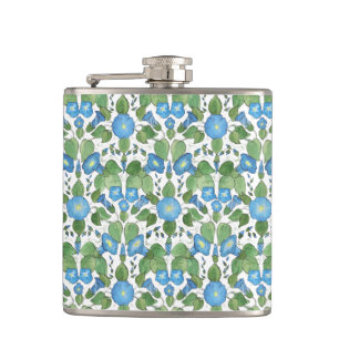 Nostalgic Blue Morning Glory Hip Flask Flachmann