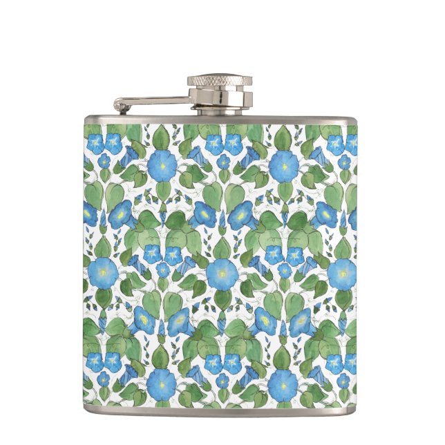 Nostalgic Blue Morning Glory Hip Flask Flachmann (Vorderseite)
