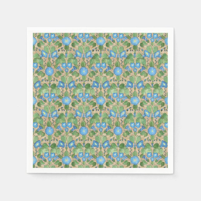 Nostalgic Blue Morning Glory Paper Napkins Serviette (Vorderseite)
