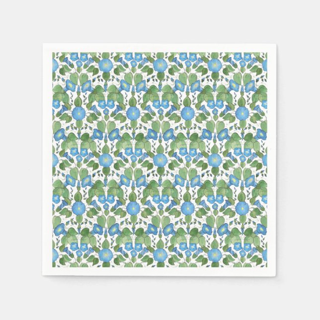 Nostalgic Blue Morning Glory Paper Napkins Serviette (Vorderseite)