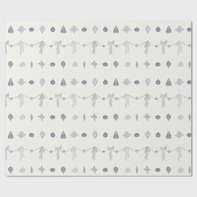 Nostalgic Christmas Ornament Stripe Wrapping Paper Geschenkpapier (Flach)