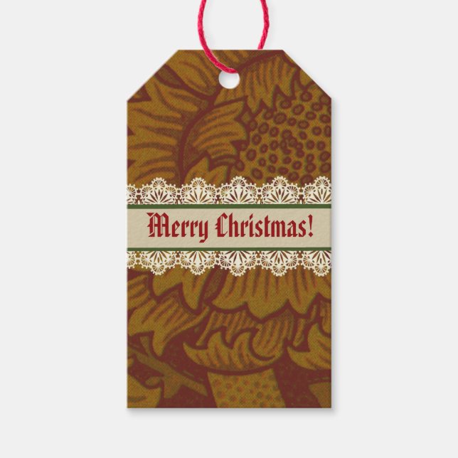 Nostalgic Classic William Morris Red Holiday Geschenkanhänger (Vorderseite)