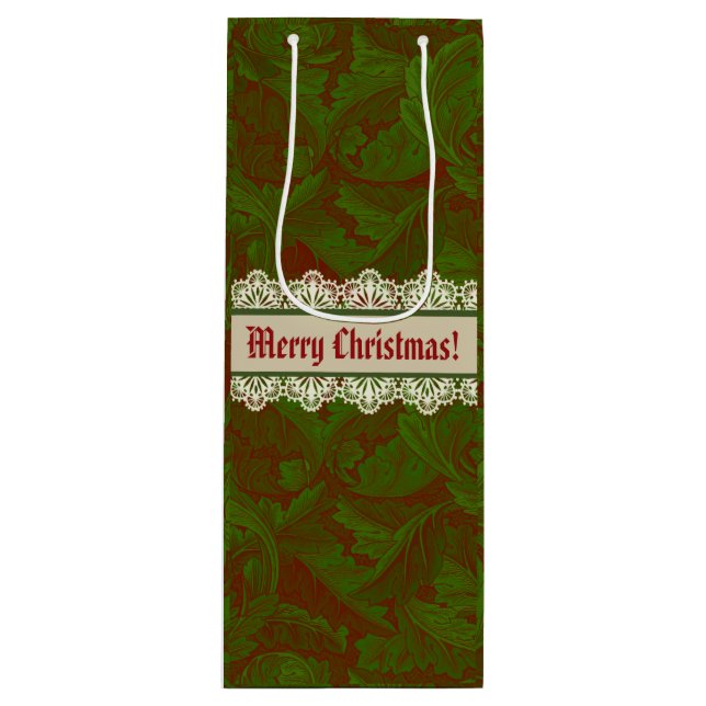 Nostalgic Classic William Morris Red Holiday Geschenktüte Für Weinflaschen (Vorderseite)