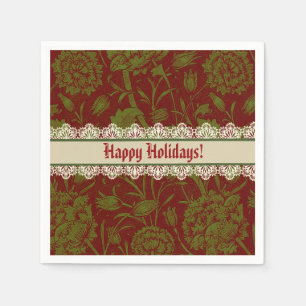 Nostalgic Classic William Morris Red Holiday Serviette