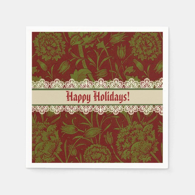 Nostalgic Classic William Morris Red Holiday Serviette (Vorderseite)