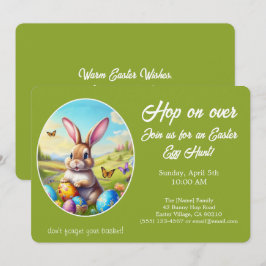 Nostalgic Easter Bunny in Spring Meadow - Einladung