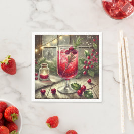Nostalgic Holiday Drink Cranberry Spritz Découpage Serviette