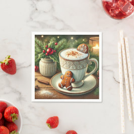 Nostalgic Holiday Hot Milk & Gingerbread Découpage Serviette