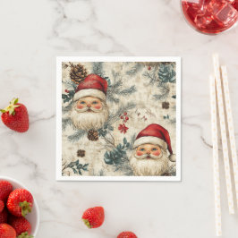 Nostalgic Holiday Rosy Santa Pattern Découpage Serviette