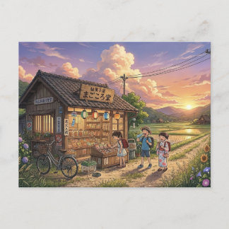Nostalgic Japanese Dagashiya Candy Store - Anime S Postkarte
