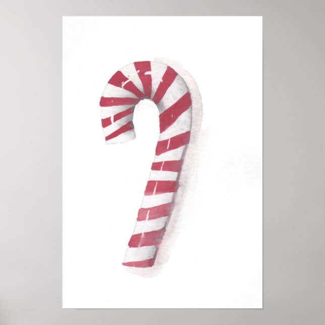 Nostalgic Peppermint Candy Cane Watercolor Poster (Vorne)