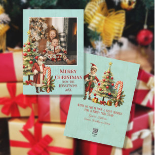 Nostalgic Retro Santa Claus Frohe Weihnachts-Foto Feiertagskarte