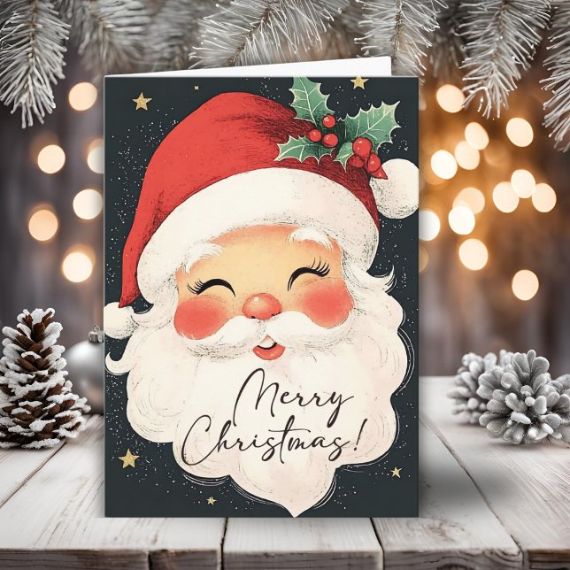 Nostalgic Santa Claus Frohe Weihnachtsfeiertage Karte (Nostalgic Santa Claus Merry Christmas Holiday Card)