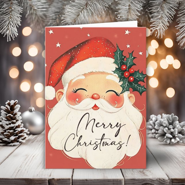 Nostalgic Santa Vintag Frohe Weihnachten (Nostalgic Santa Vintage Merry Christmas Holiday Card)