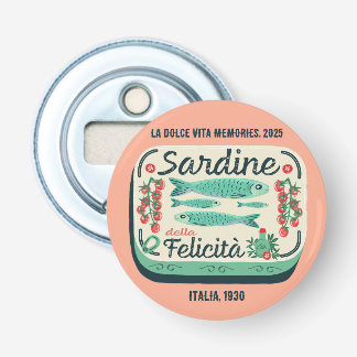 Nostalgic Sardine Illustration Peach Kitchen Flaschenöffner