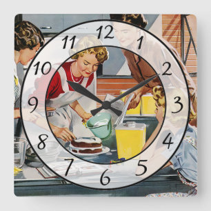 Nostalgic Vintage Retro Women Kitchen Clock Quadratische Wanduhr
