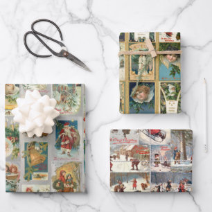 Nostalgic Vintage Weihnachtskarten Collections Geschenkpapier Set
