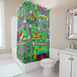 Nostalgie der 90er Jahre, nostalgischer Teppichbod Duschvorhang