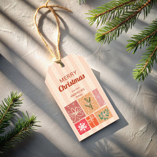 Nostalgie Retro Weihnachten personalisiert gestric Geschenkanhänger