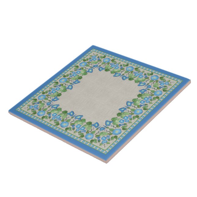 Nostalgisch Blue Morning Glory Keramik Tile Fliese (Seite)