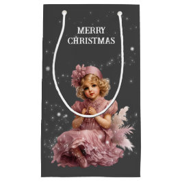 Nostalgisch Frohe Weihnachten in frostrosa Kleine Geschenktüte