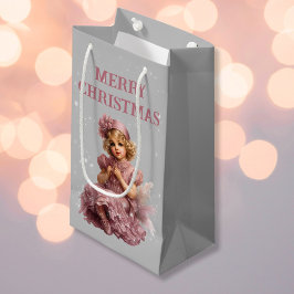 Nostalgisch Frohe Weihnachten in frostrosa Kleine Geschenktüte