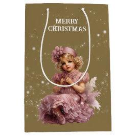 Nostalgisch Frohe Weihnachten in frostrosa Mittlere Geschenktüte